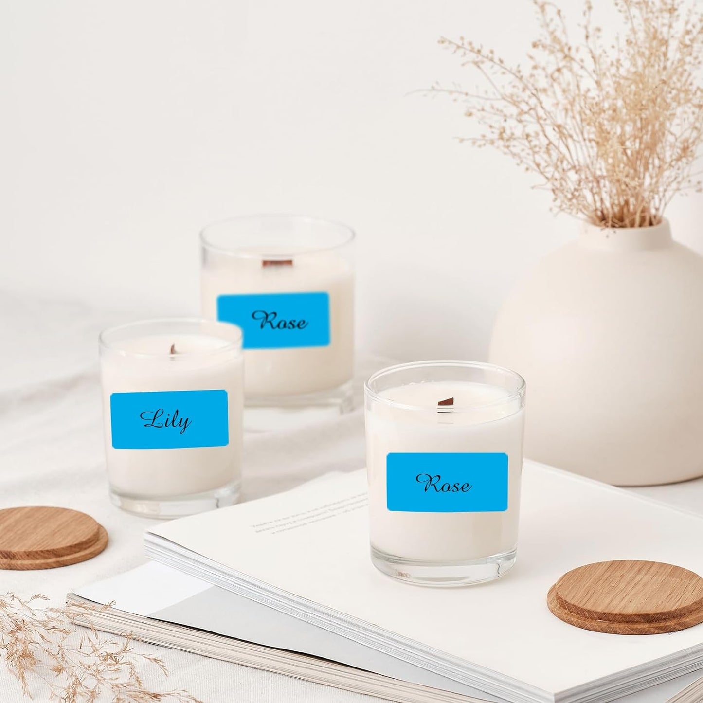 2x1 Inch Thermal Labels, Blue Thermal Printer Stickers, Waterproof Self-Adhesive Shipping Label Printer Sticker for Barcode, Name, Address, 300 Labels/Roll