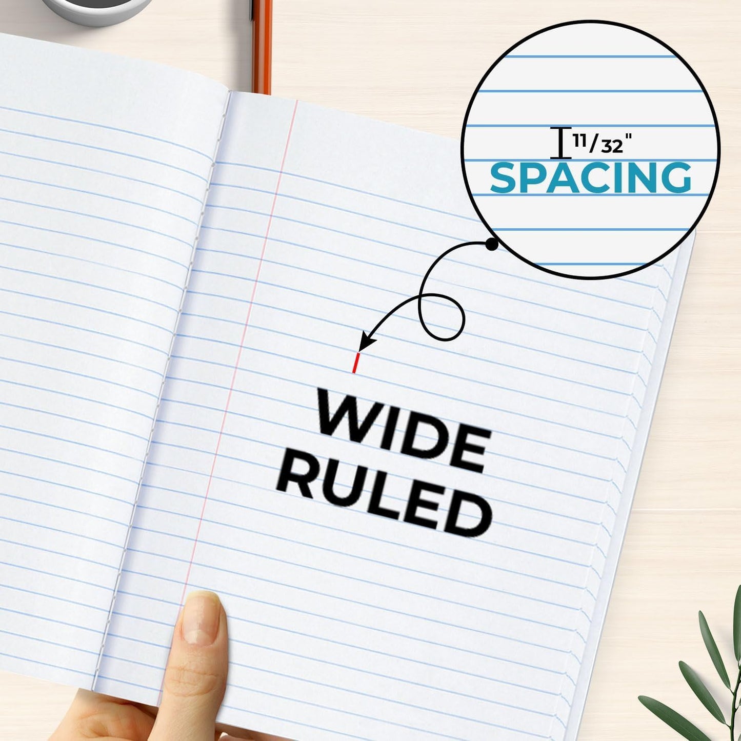 Rosmonde 5000 Pack (Pallet) Composition Notebooks Bulk, Wide Ruled, 200 Pages (100 Sheets), 9-3/4 x 7-1/2, Bulk Supplies for School Districts, Wholesale Orders, Educational Centre, 4-7 Days Transit