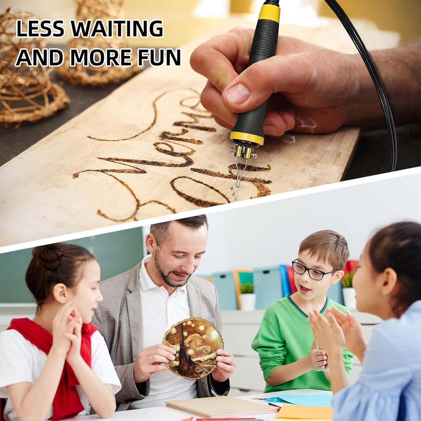 Wood Burning Tool, Wood Burner kit Pen 200~750℃, Wood Burning kit with Digital Thermometer Temperature Adjustable Temperature, 2 pyrographic Wood Burning pens, 36 Wood Burning Pen Tips