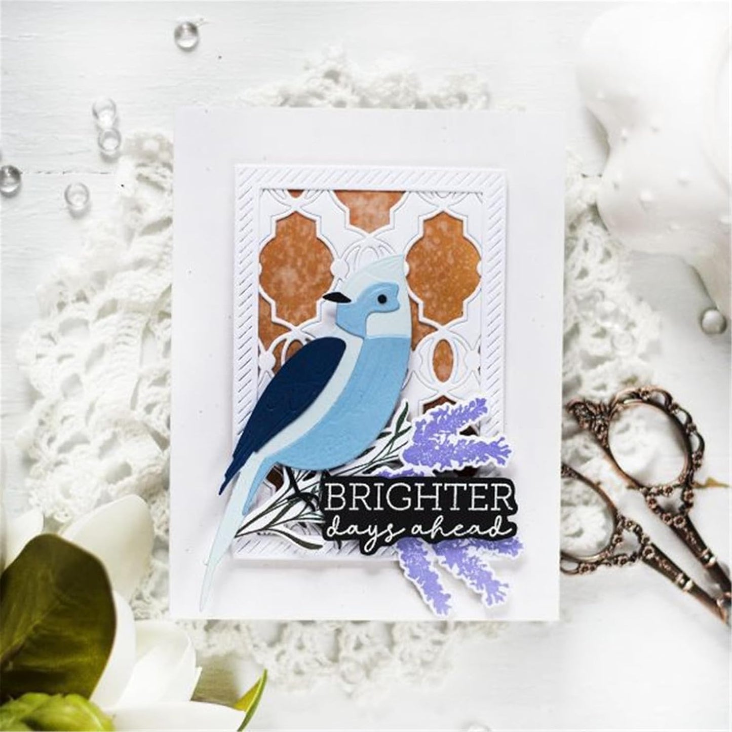 Cutting Dies Metal Stencils Scrapbooking Tools Flowers Lace Frame DIY Embossing Template for Paper Card Making Album Arts Crafts Supplies (Lantern Lace-14.4x11.2cm)