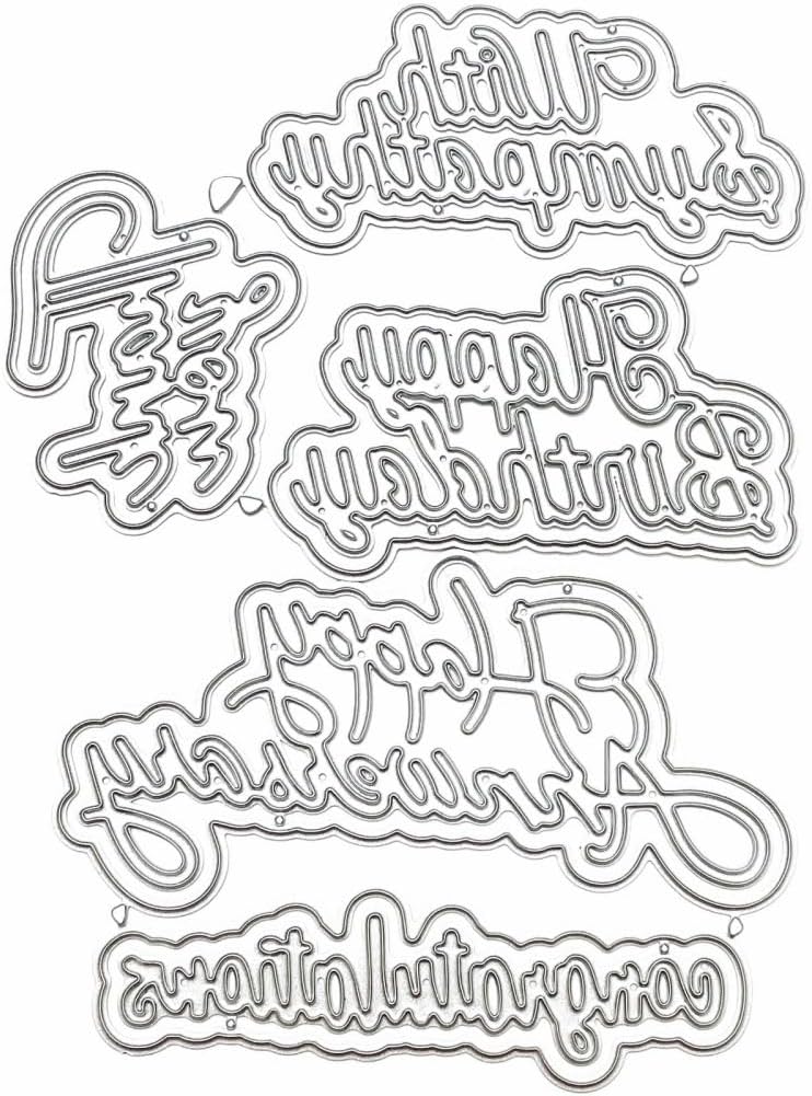 Metal Cutting Dies DIY Merry Christams Embossing Stencil Template Scrapbooking Card Making Mold Photo Album Arts Crafts Tools (Thank You Happy Birthday Congratulations-10x7.6cm)