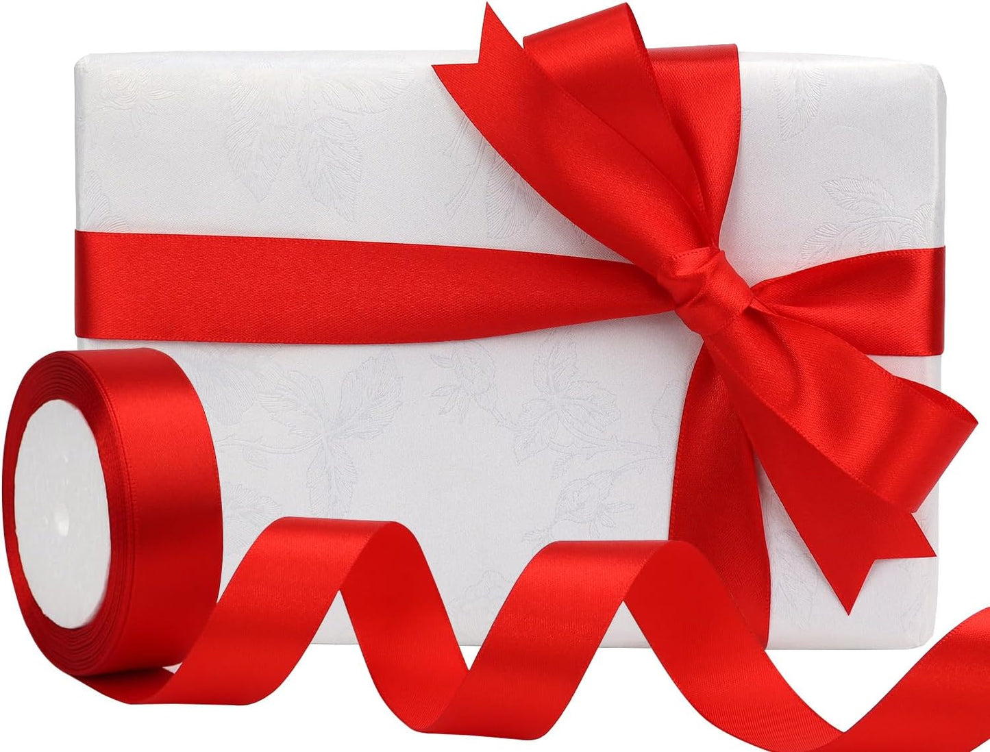 Red Solid Satin Ribbon 1 Inch 25 Yards Solid Polyester Fabric Ribbon for Gift Wrapping Wedding Christmas Baby Shower Birthday Party Decoration Handmade Immortal Flower Craft