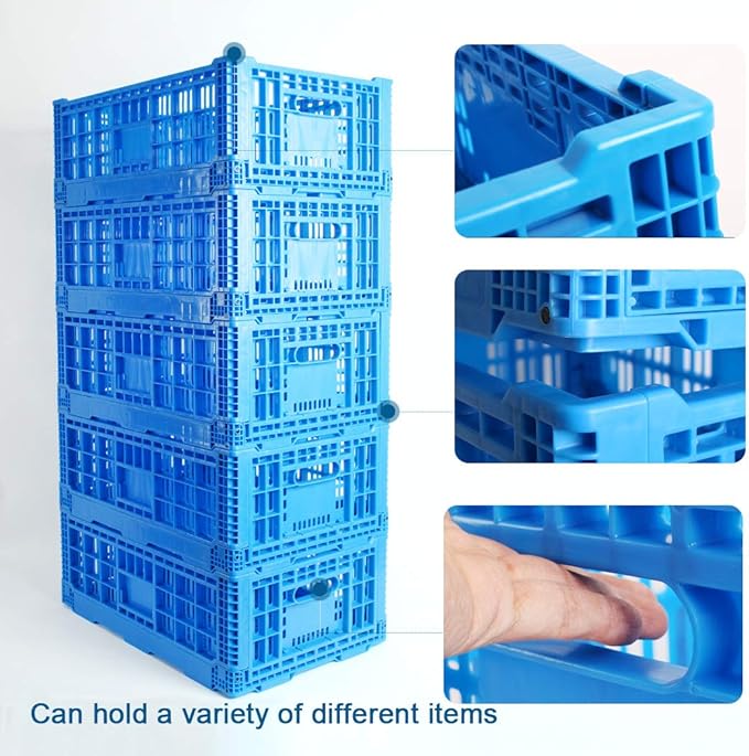 Collapsible Storage Bin/Containe,43 Liter Transfer box,crate Transit storage of various items (23.6" L x 15.7" W x 7.1" H-two)