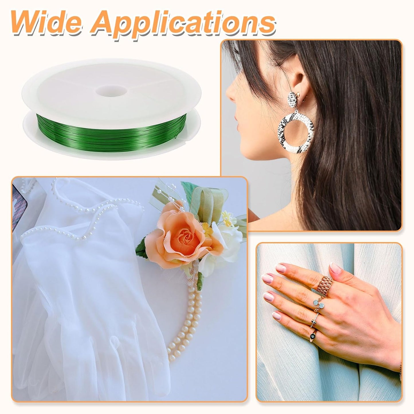 HARFINGTON 49ft Jewelry Wire, 28 Gauge (0.3mm) Brass Craft Soft Metal Tarnish Resistant Copper Beading Wire for Jewelry Making Supplies Crafting, Green