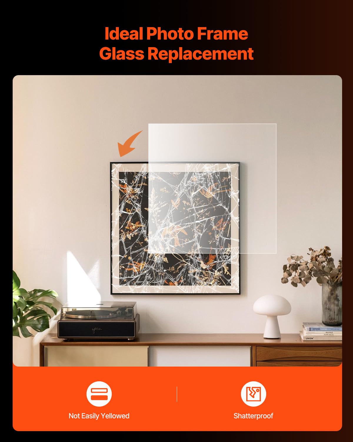 VEVOR PET/Plexiglass Sheets, 5-Pack Plastic Sheet, 24 x 36 Inch 0.04 Inch Thick Transparent Clear Flexible Plastic Panels for Craft, Replacement Picture Frame Glass, DIY Display Project, Easy to Cut