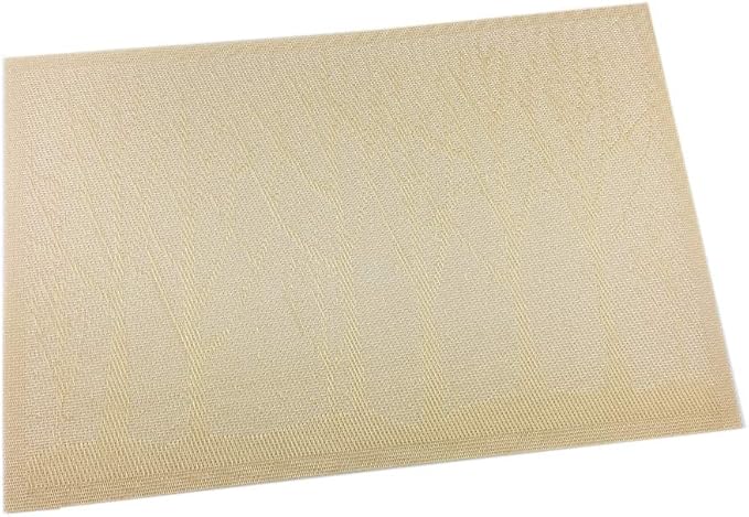 Gugrida Place Mats PVC Set of 6, Table Placemats Set of 6 PVC Washable Woven Vinyl Place Mats Heat Insulation Top Meal Mat Table Mats Natural Color (6 pcs, Gold Tree), 18 x 12 inch