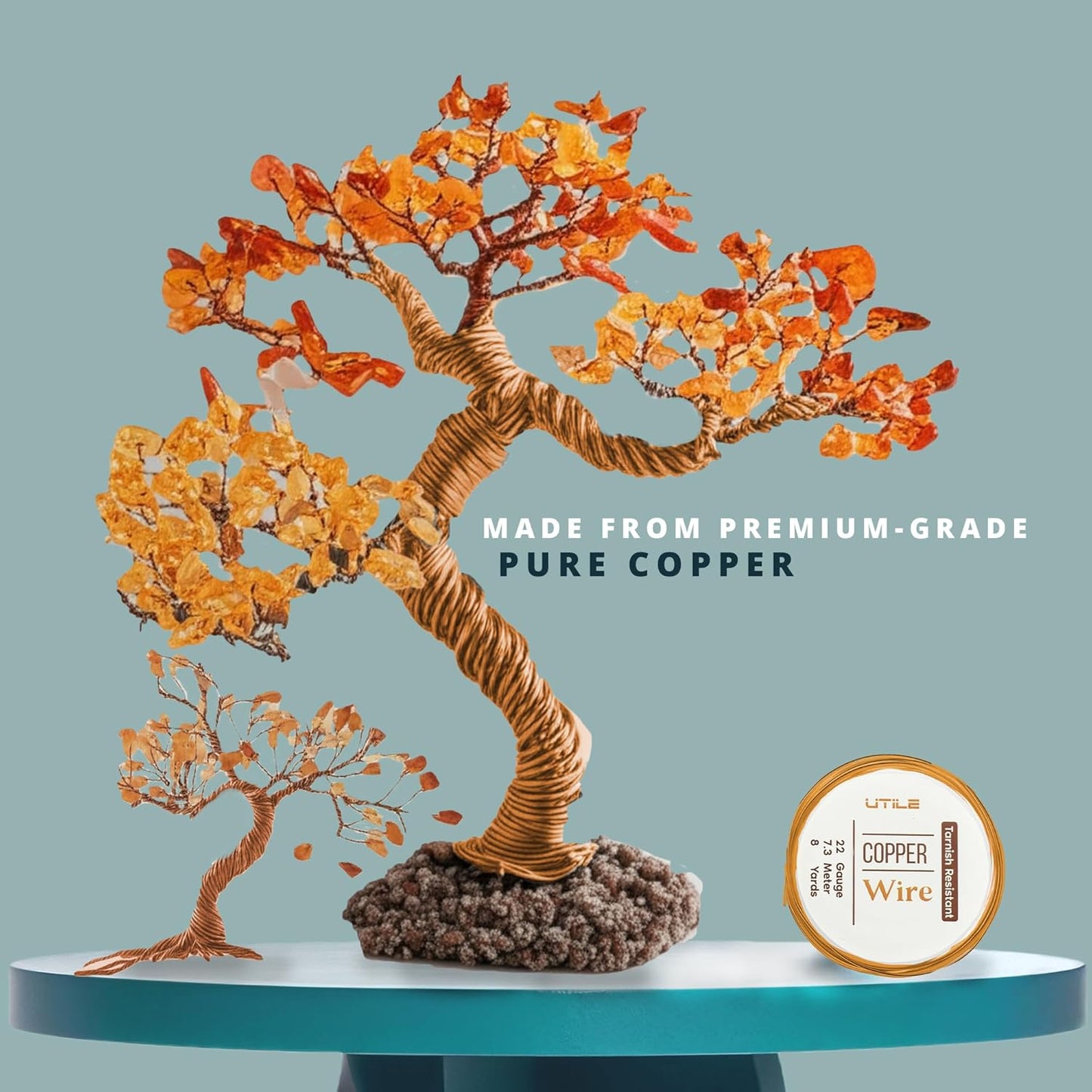 UTILE 18 20 22 24 Gauge 90 ft 99.9% Pure Soft Copper Wire for Electroculture Gardening, Jewelry Making, Crafting Wire Bendable, Plant Wire (Copper 22)