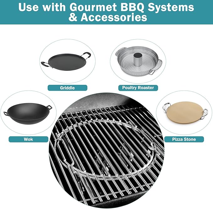 Criditpid 7638 7639 Grill Grates Parts for Weber Spirit I & II 300 Series, Spirit E310 E320 E330 S310 S320, 304 Stainless Steel Gourmet BBQ System Cooking Grate for Genesis Silver B/C,Genesis Gold B/C