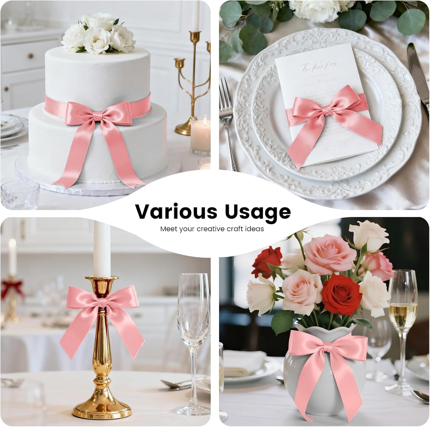 1-1/2 Inch 100 Yards Satin Ribbon Dusty Pink, Solid Color Fabric Ribbon for Gift Wrapping, Wedding, Polyester Gift Ribbon for Birthday Party Decoration, Craft, Hair, Floral, Sewing