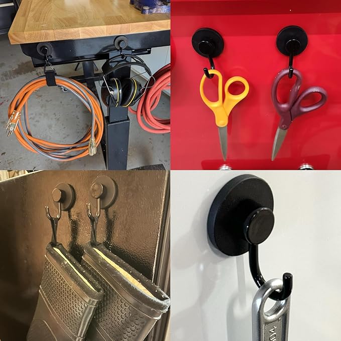 Magnetic Hooks for Grills, Anti-Scratch Magnet Mount Hook for Barbecue Tool, Hanging, Refrigerator, Kitchen, Garage, Cruise, Ship