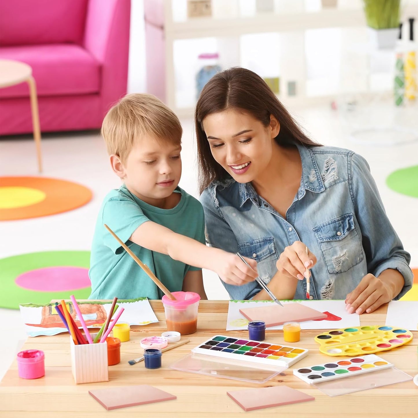 10 Pcs Linoleum Blocks for Printmaking 6 x 8 Inch - Pink Rubber Carving Block - Printmaking Supplies with Carving Knife, Soft and Easy to Carve