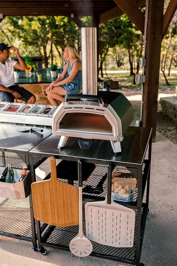 ooni Large Modular Outdoor Table - 31x31x35 Inch Stainless Steel Pizza Oven Stand, Barbecue Cart, Outdoor Pizza Station
