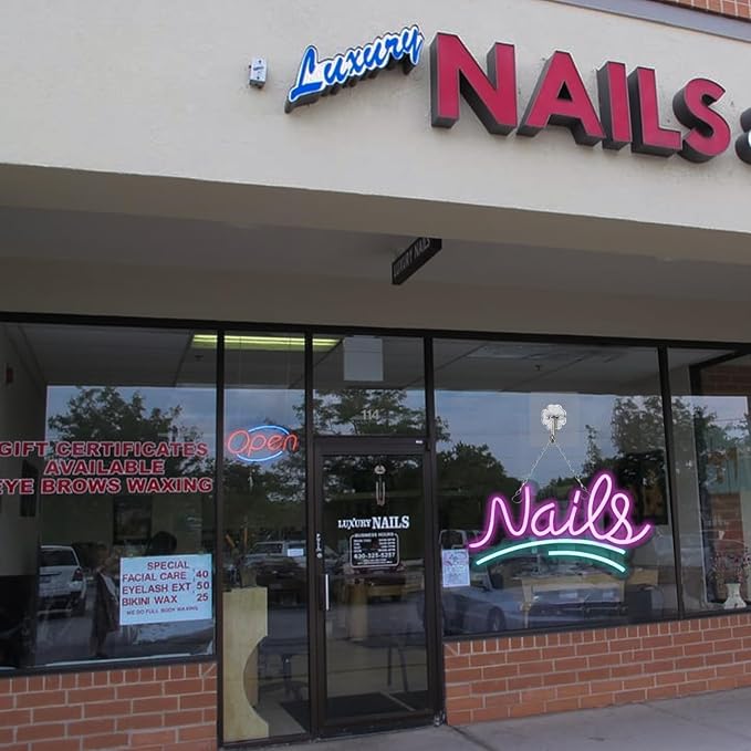 JFLLamp Nails Neon Signs for Wall Decor Neon Lights for Bedroom Led Signs Suitable for Nail Salon Office Man Cave Beer Bar Pub Restaurant Christmas Birthday Party Gift for Lover (Nails)