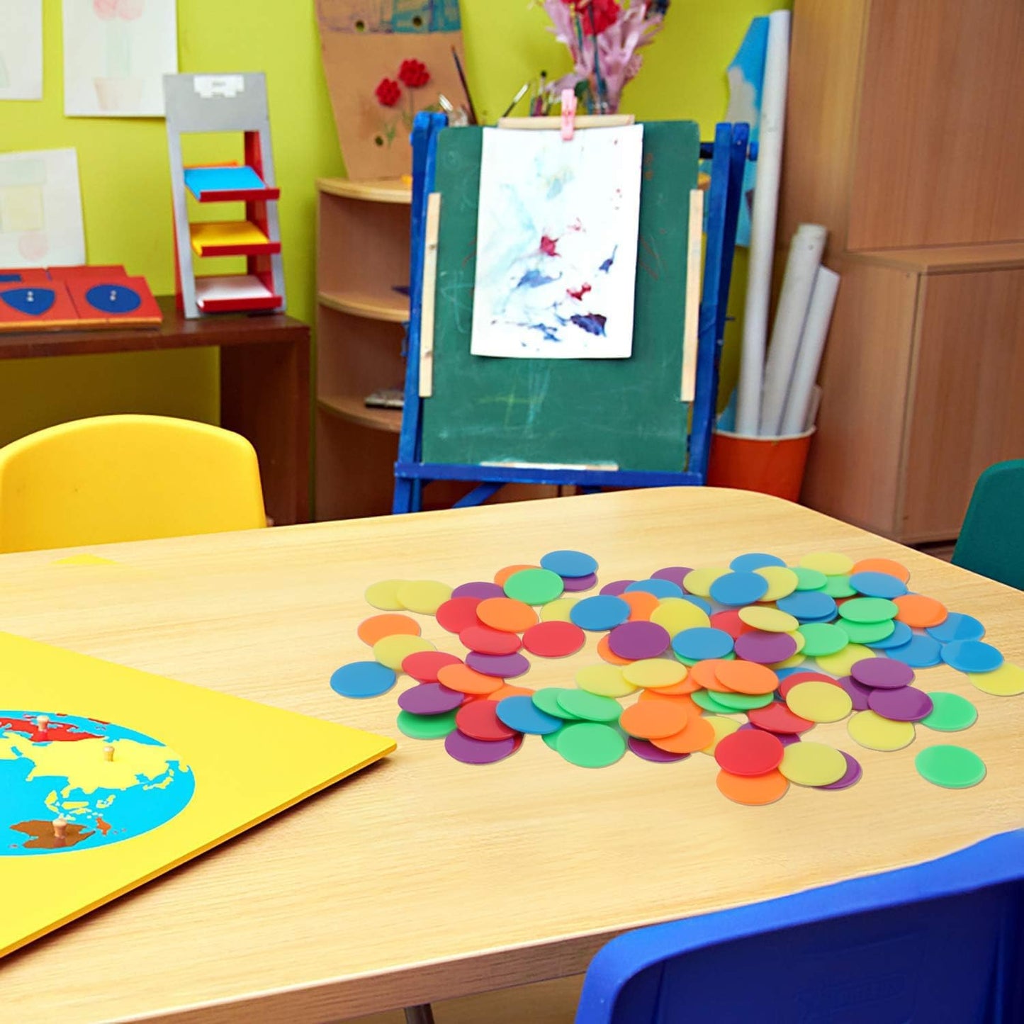 Coopay 300 Pieces Counters Counting Chips Plastic Markers Mixed Colors for Bingo Chips Game Tokens, Contain Orange, Blue, Green, Yellow, Red, Purple Colors