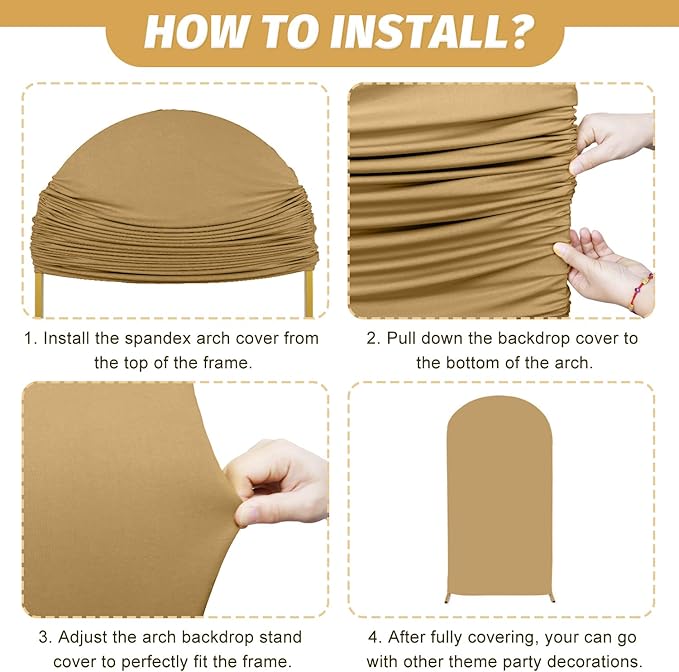 MODFUNS Mixed Color Arch Backdrop Covers 4ft 5ft 6ft Khaki Beige White Spandex Arch Cover Set of 3 Fitted Arch Covers Stetchy Backdrop Chiara Arch Cover for Wedding Ceremony Birthday Party Arch Decor