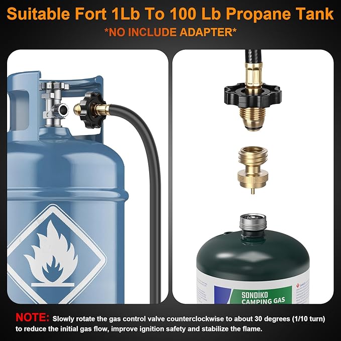 Sondiko Powerful Weed Burner, Propane Torch High Output Weed Torch with 11.5FT Hose, Heavy Duty Blow Torch, Weed Torches for Outside(Propane Tank Not Included)