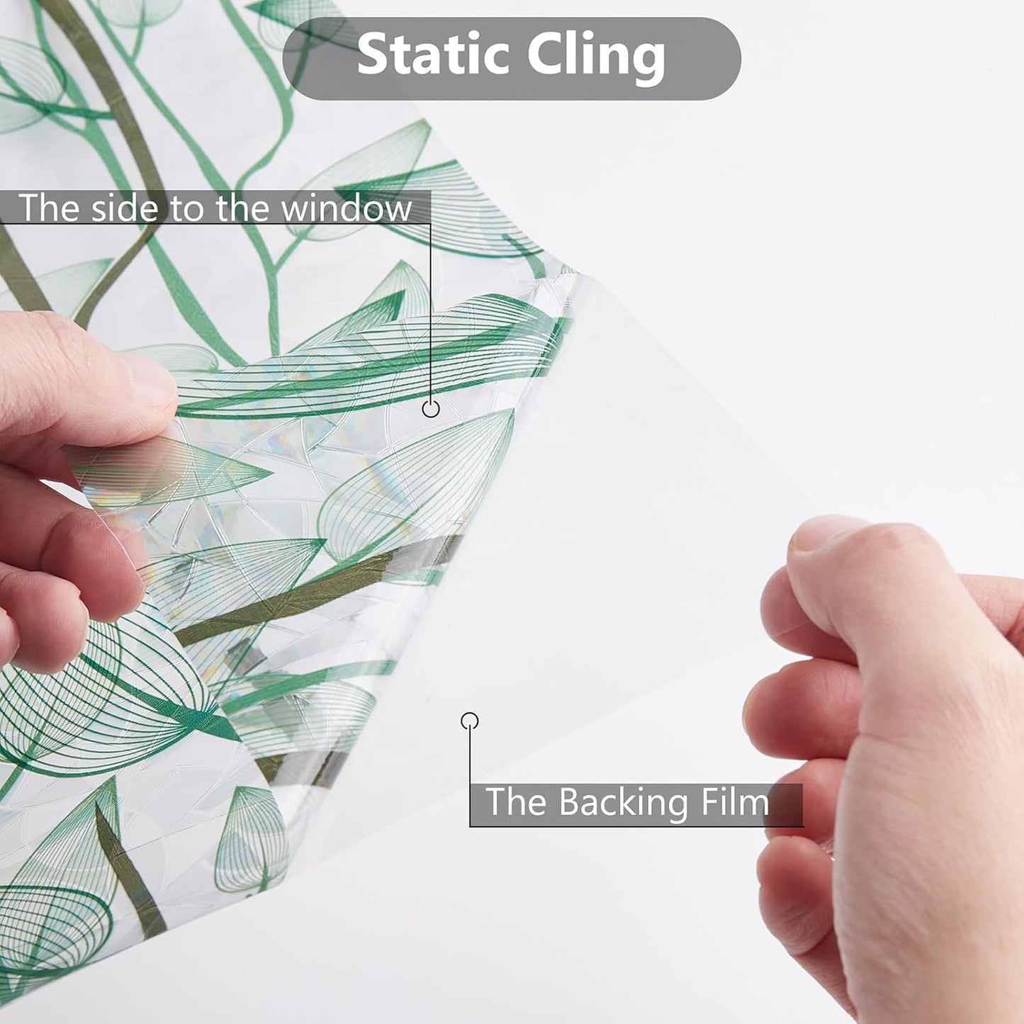 Finnez Window Privacy Film Window Film 3D No Glue Glass Sticker for Glass Door Home and Office Heat Control Anti UV (23.6 Inch x 13.1 Feet, Rainbow Grove)