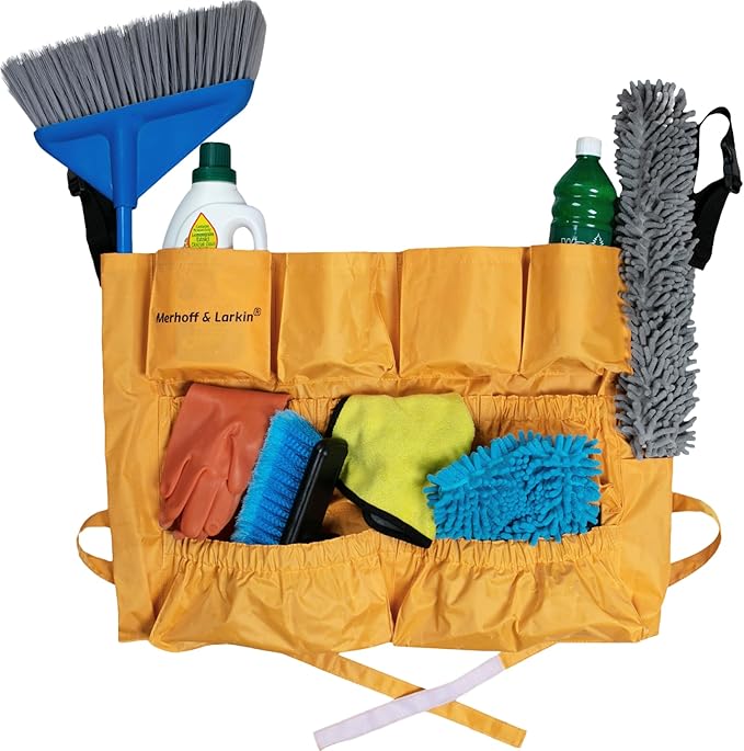 Trash Can Caddy Bag | Fits 32-55 Gallon Can | Brute & Uline Compatible | Heavy Duty Vinyl | Garbage Bin Apron | XL Commercial Size | Cleaning Caddy Organizer | Custodian & Janitorial Supplies (1 Pack)