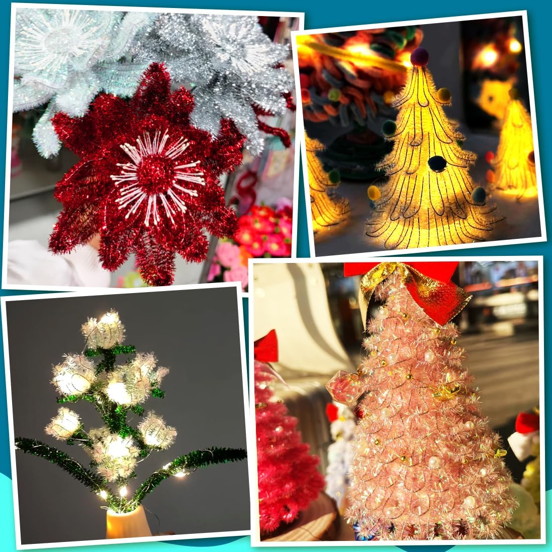 1000pcs Pipe Cleaners, Pipe Cleaners for Crafts, Craft Supplies Multicolor Chenille Stems for Art&Craft Christmas DIY Projects(15colors,Glitter)