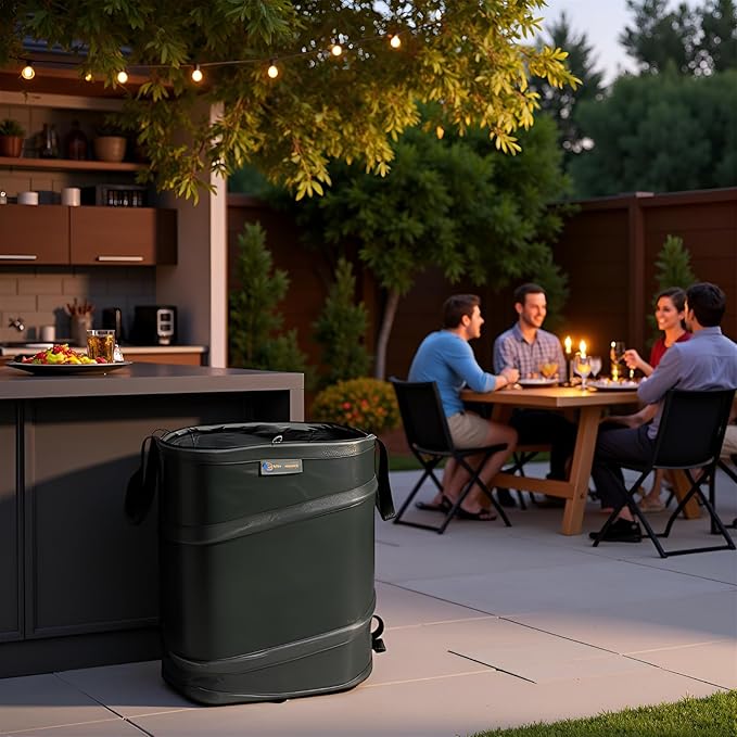 YUDI & GARDEN 19 Gallon Square Collapsible Yard Waste Bin, Collapsible Trash Can, Camping Trash Can - for Collecting Weeds or Leaf or Yard and Party Waste