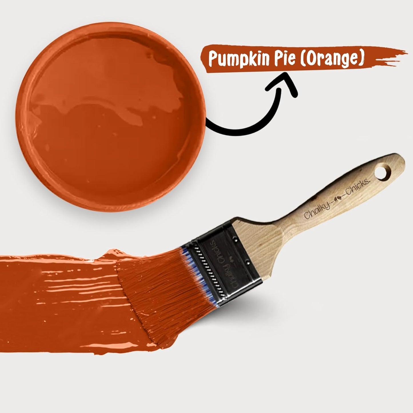 Chalky Chicks All-in-One Chalk Paint for Furniture or Cabinet - 8 Fl Oz - Matte Finish Pumpkin Pie Orange for Metal, Wood Furniture Paint - No Sanding All-in-One for Home Decor & Crafts, USA Made