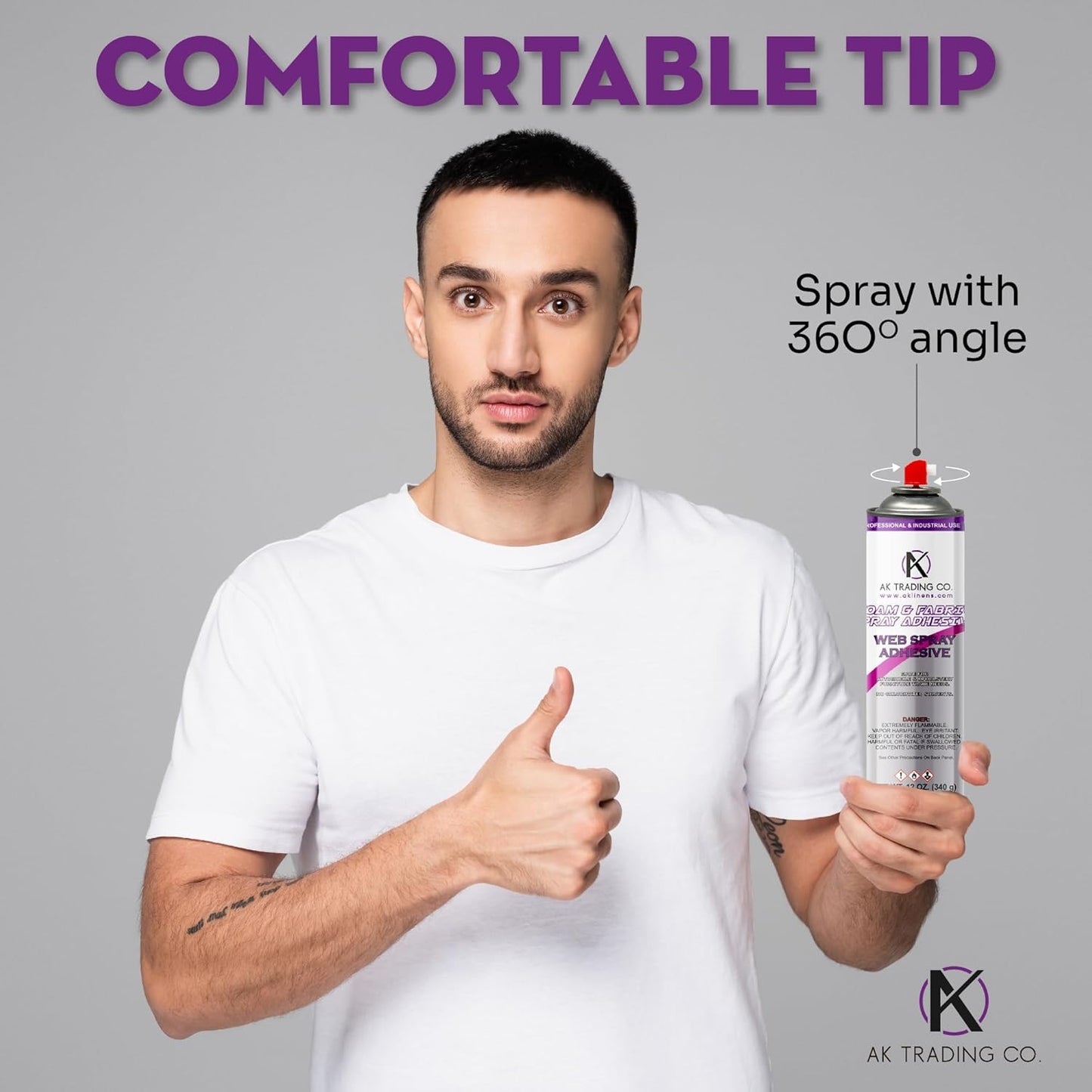 AK TRADING CO. Professional Quality General Multipurpose Spray Adhesive, 12-Ounce for Acoustic Panels & Craft Upholstery Foam Adhesive & Fabric Glue