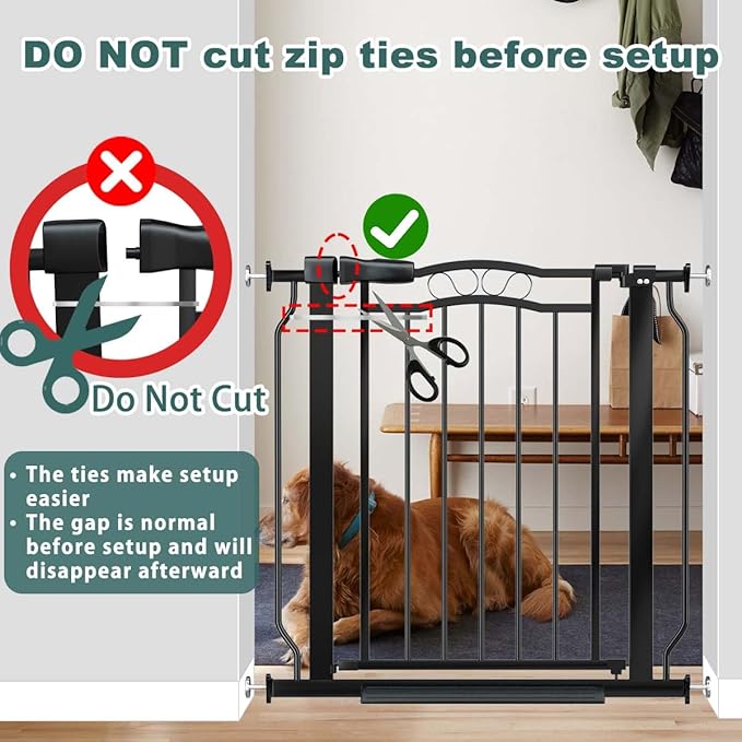 Fairy Baby 71.7"-81.1" Extra Wide Baby Gate for Doorways, Large Pet Gate for Wide Openings, Pressure Mounted Safety Child Gate for Stairs, Metal Auto Close Long Dog Gate with Door Walk Thru, Black