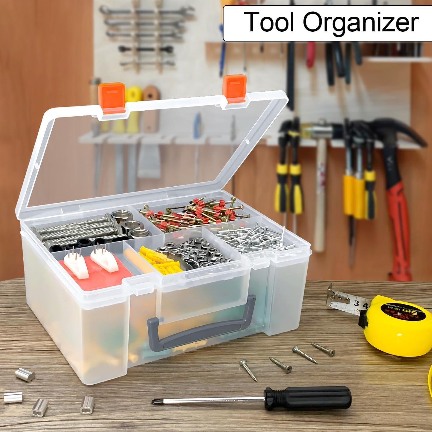 DUOFIRE Two Layers Compartment Organizer Box Plastic Organizer Box Plastic Jewelry Boxs Craft Storage Containers Storage Boxs for Accessories, Cosmetic, Toy, Jewelry Beads, Tapes (5+1 Grid)