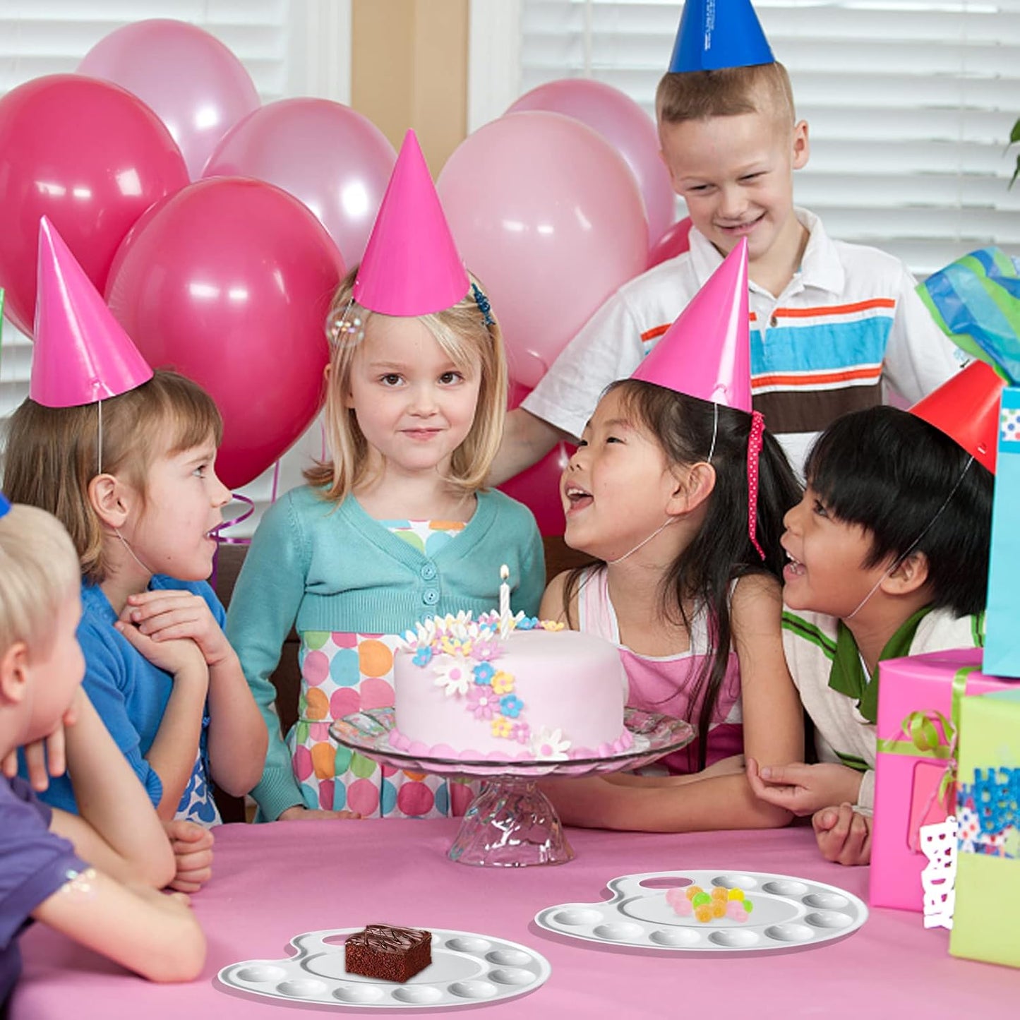 Hulameda Update 30pcs Paint Tray Palettes,Plastic Paint Tray Palette,Paint Palettes,Paint Pallets with 9 Wells for Adults & Kids, or Painting or DIY Craft Class,White