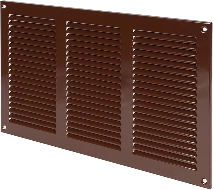 Repa Market 12x8 Inch Air Vent Cover/Brown Galvanized Steel Louvered Grill Cover with Mesh Screen/Wall or Ceiling Vent/Durable Flush Mount HVAC Register for Indoor and Outdoor Ventilation