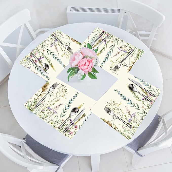 Placemats Set of 4 - Faux Leather Heat Resistant Placemats for Dinner Table, Non-Slip Waterproof Oil-Proof Washable Reusable Placemat for Indoor Outdoor Kitchen Decor, 15.75In*11.81In