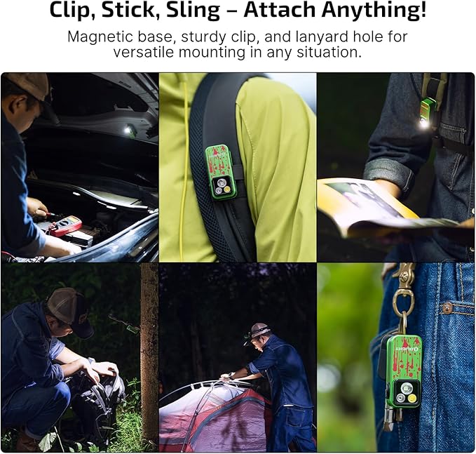 OLIGHT Oclip Pro EDC Flashlight Clip-on Light, Rechargeable 500 Lumens with Three Lighting Solutions Type-C Charging, Magnetic Flash Lights for Signaling, Cycling, Outdoor or Indoor Use(Zombie Green)