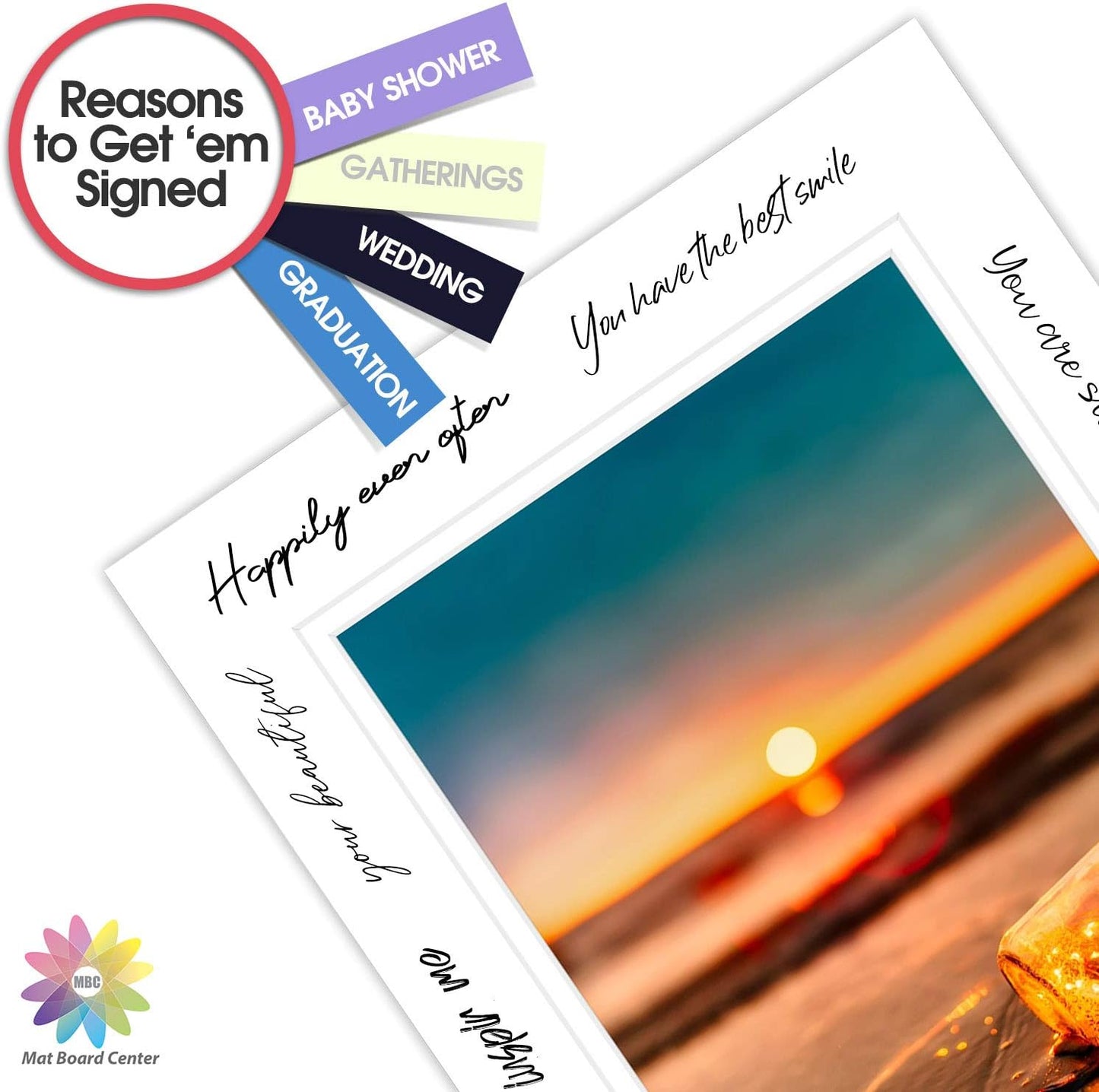 Mat Board Center, Pack of 5, 16x20 for 11x14 Photo Picture Double Mats - Acid Free, 8-ply Thickness, White Core - for Pictures, Photos, Framing (White Over White)