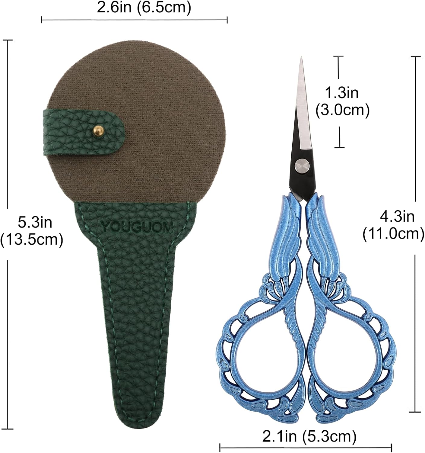 Precision Detail Scissors, Mini Sewing Embroidery Scissor with Cover for Crafts Artwork Needlepoint Cross Stitch Paper Cutting Thread Snips Blue