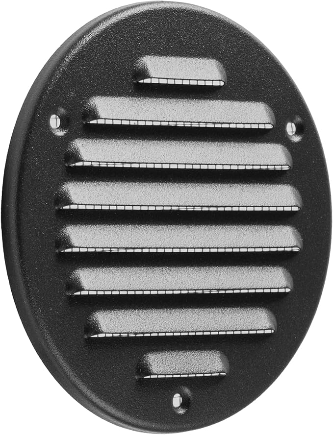 Vent Systems - 4 Inch (Inner) Pack of 2 Black Metal Round Soffit Air Vent Grille Cover, Register air Vent Deflector, Louver - Built-in Mesh - HVAC for Bathroom, Home Office, Kitchen 5 Inch (Outer)