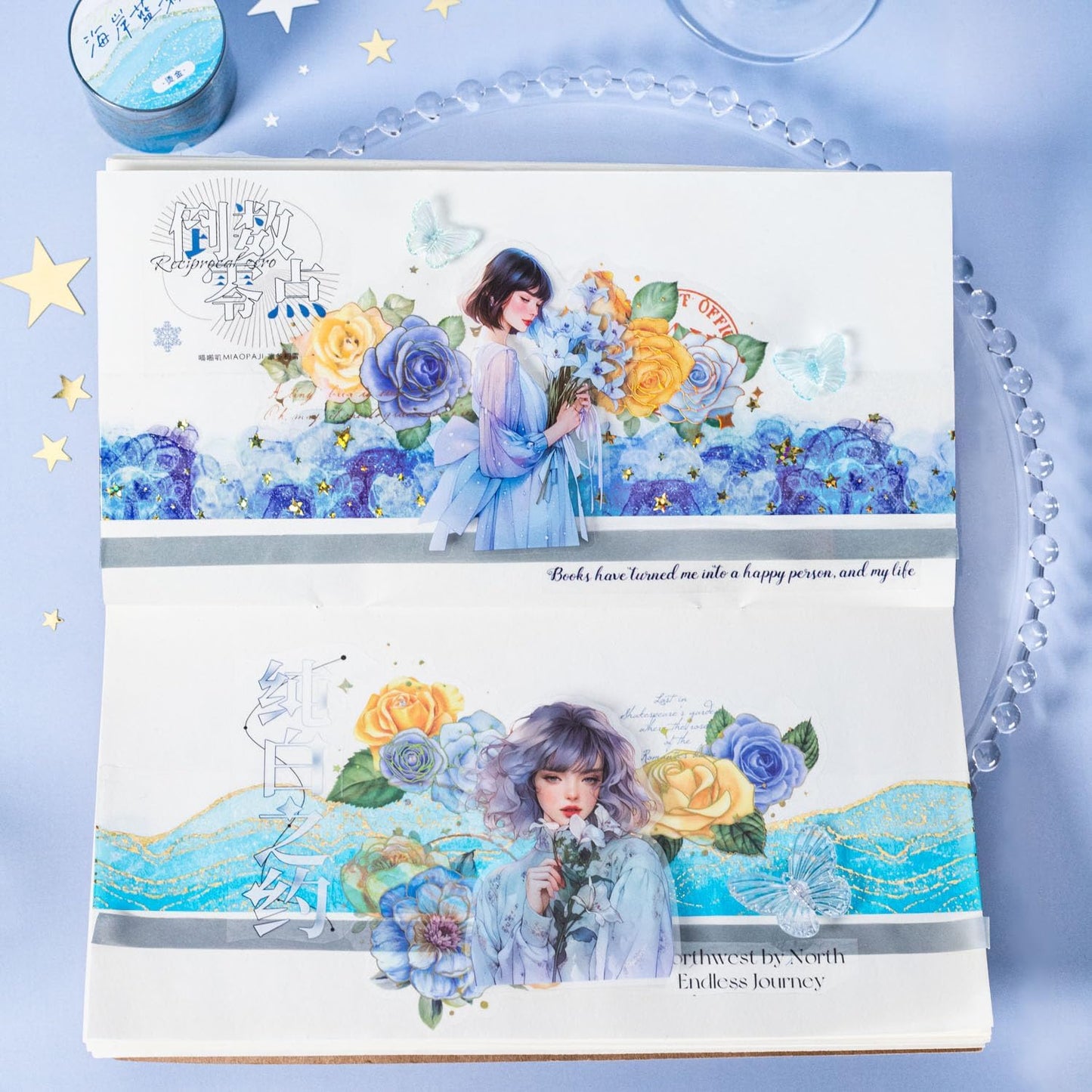 6 Rolls PET Tape Set for Journaling Supplies,Waterproof Washi Tape Stickers for Scrapbooking,Journaling Supplies,DIY Craft(Colour Paradise)