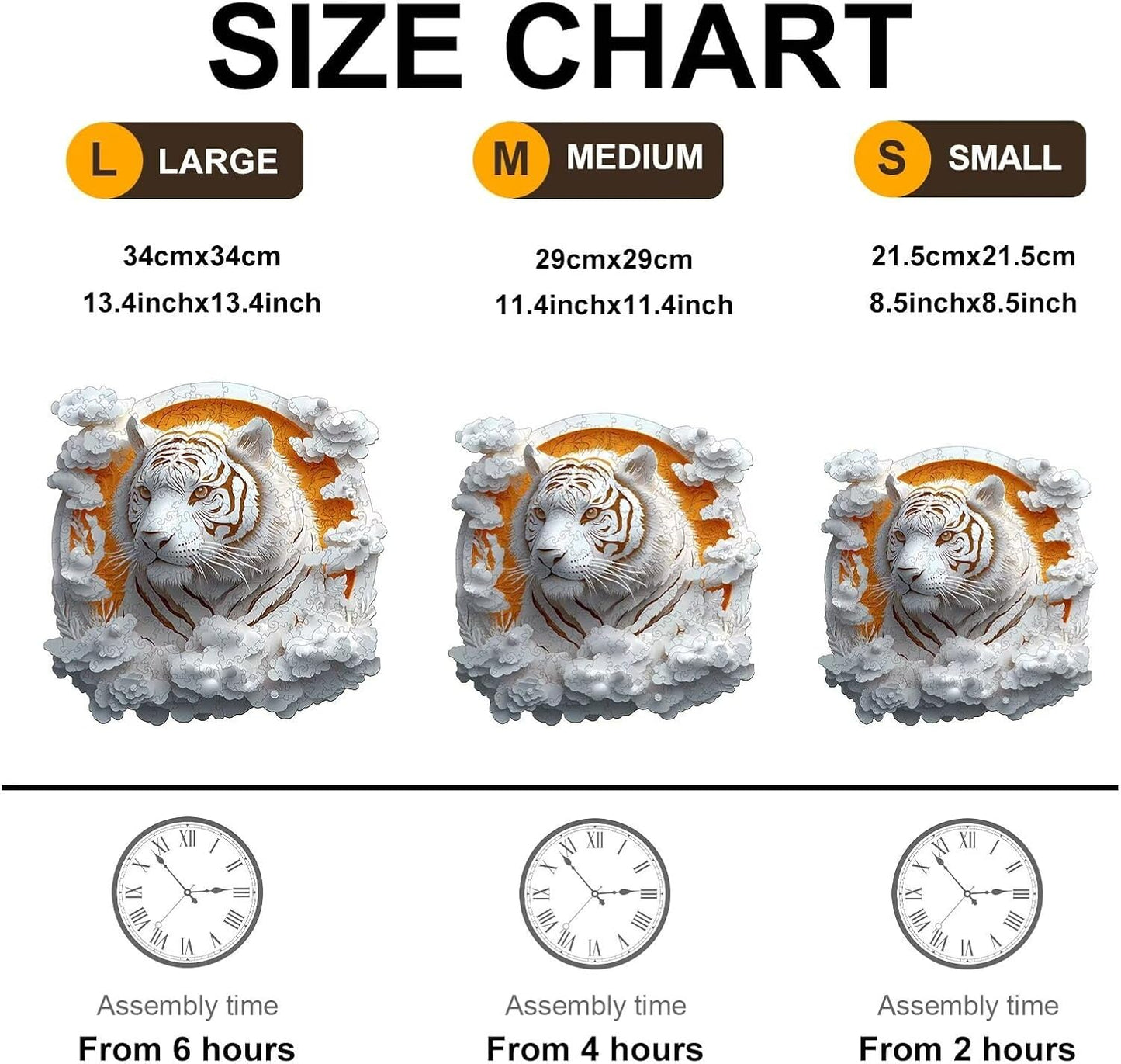 Wooden Puzzles Adults, 3D Paper Tiger Wooden Puzzles 200 Pieces, Unique Animal Shaped Wood Challenging Jigsaw Puzzles Gifts for Adults, 11.4x11.4in