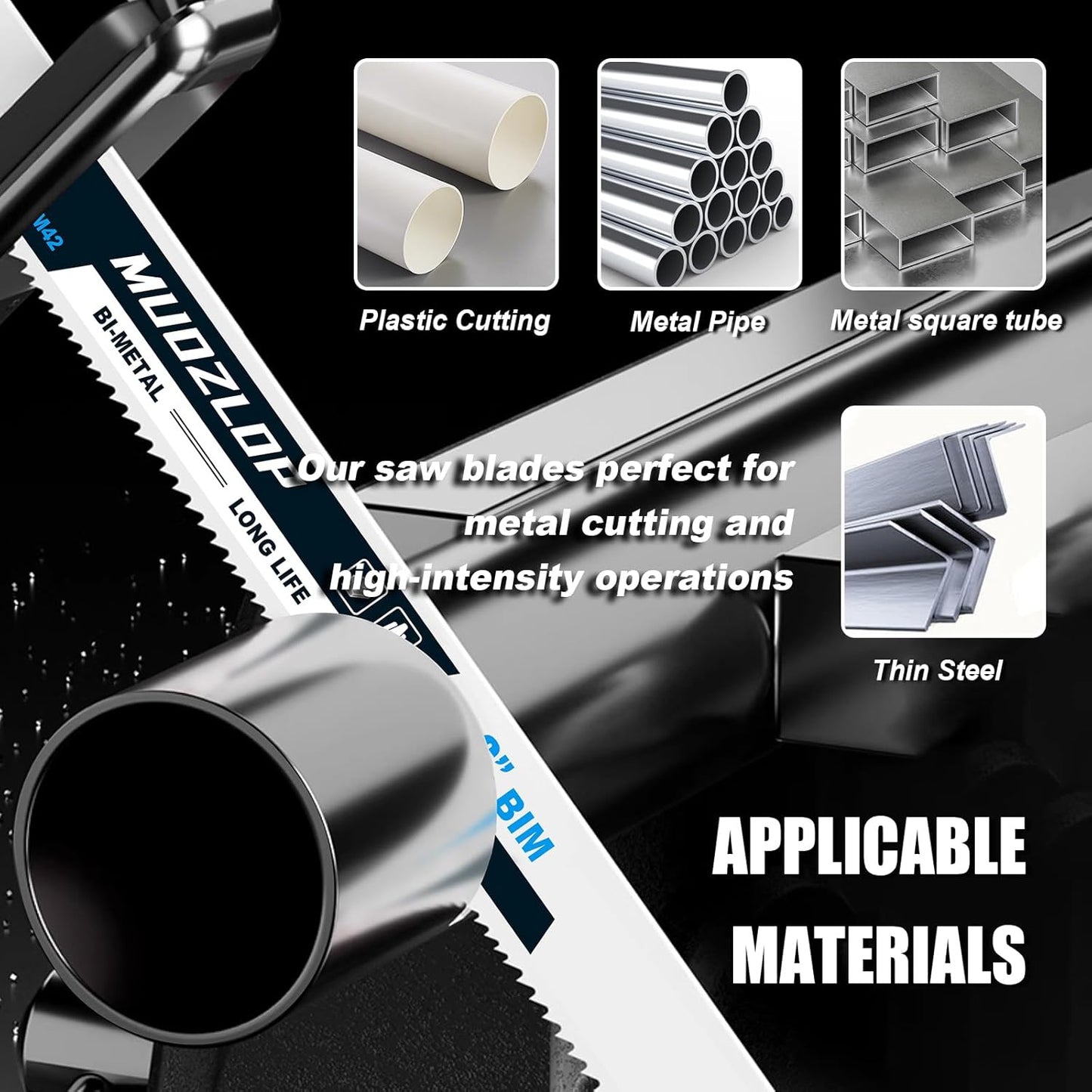 10 Pack 12 inch Reciprocating Saw Blades Set,8+10 TPI High Carbon Saw Blades, Metal Saw Blades with Organizer Case (10, 8+10TPI/300mm)