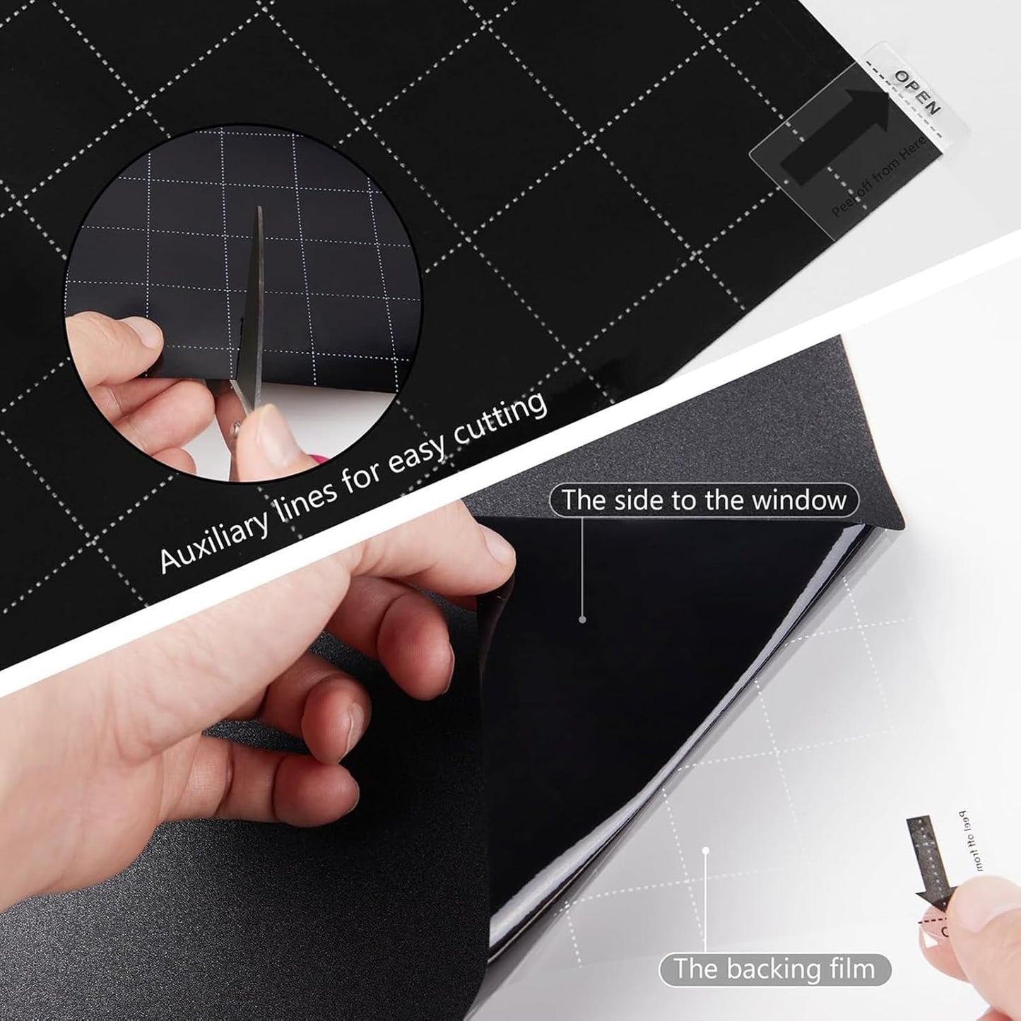 Kromapolis Blackout Window Privacy Film Total Light Blocking Room Darkening Window Covering, Removable Static Cling Frosted Glass Tint, Non-Adhesive, Black 35.4'' x 157.4''