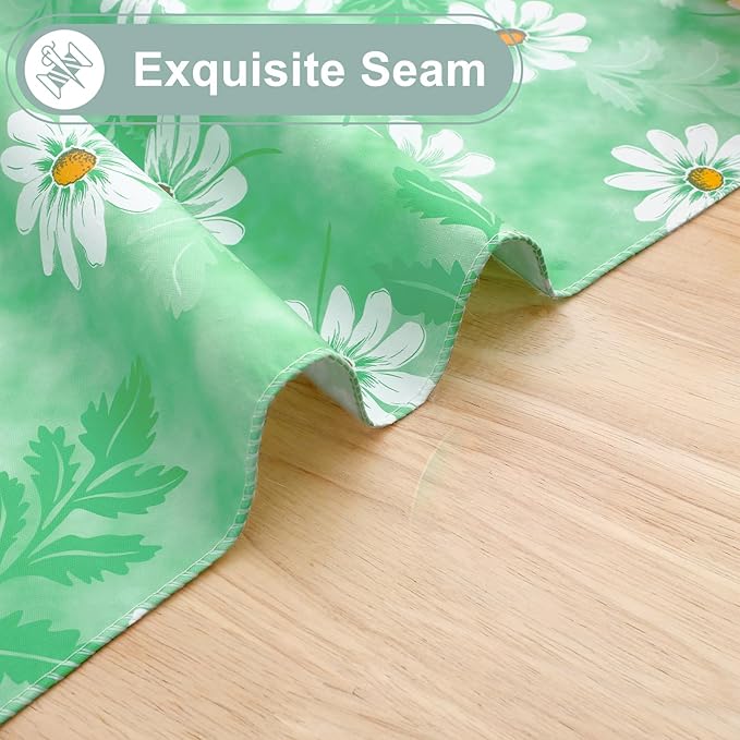 misaya Square Waterproof Vinyl Table Cloth, Wipeable Tablecloth with Flannel Backing, Plastic Table Cover for Dinner, Picnic, Indoor and Outdoor (Green Daisy, 54" x 54")