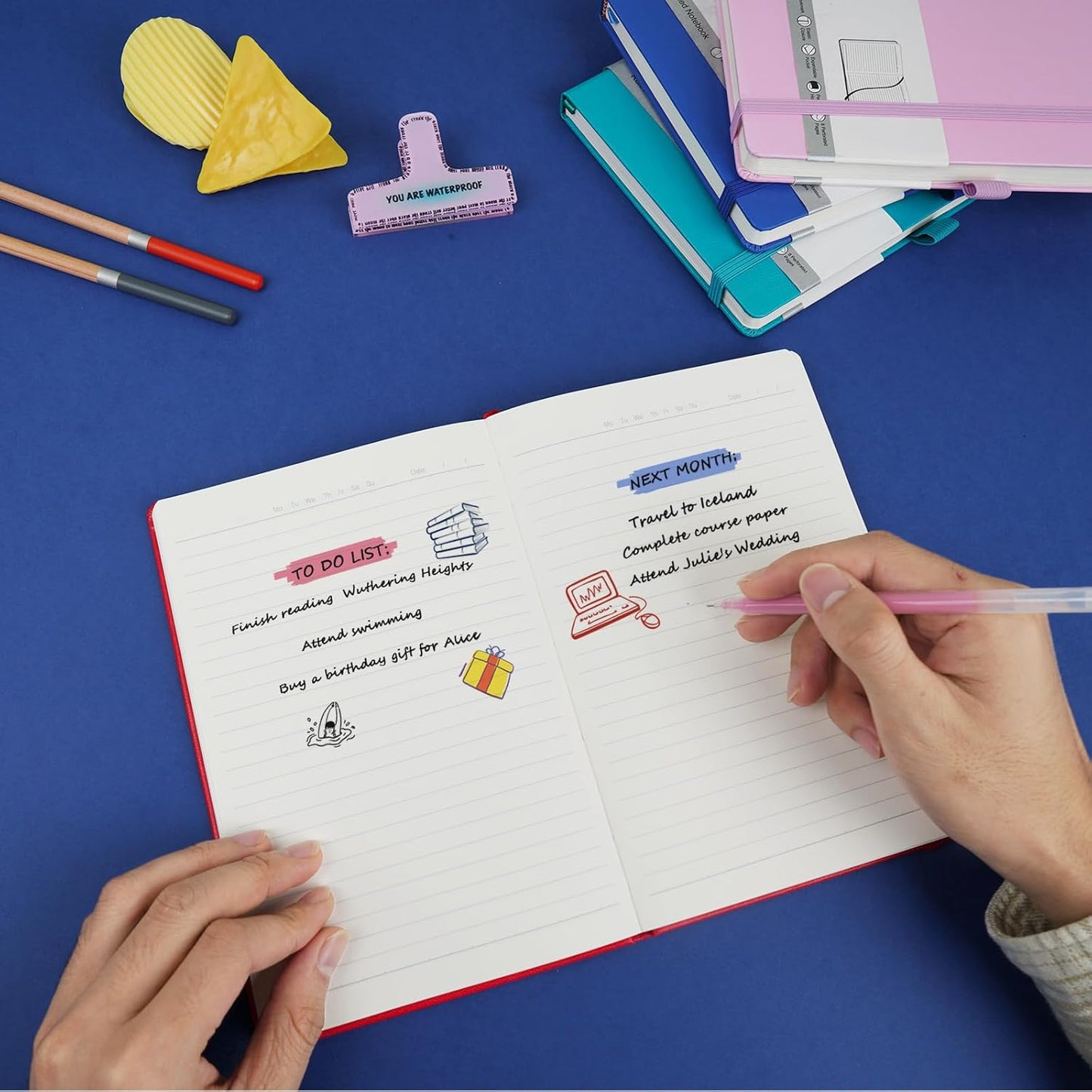 Lined Journal Notebooks for Work, Travel, College, A5 Size 100 GSM Thick Paper, Classic Ruled Journaling Notebook, Hardcover Notepad for Writing 160 Pages, 5.5 x 8.3 inch, Red