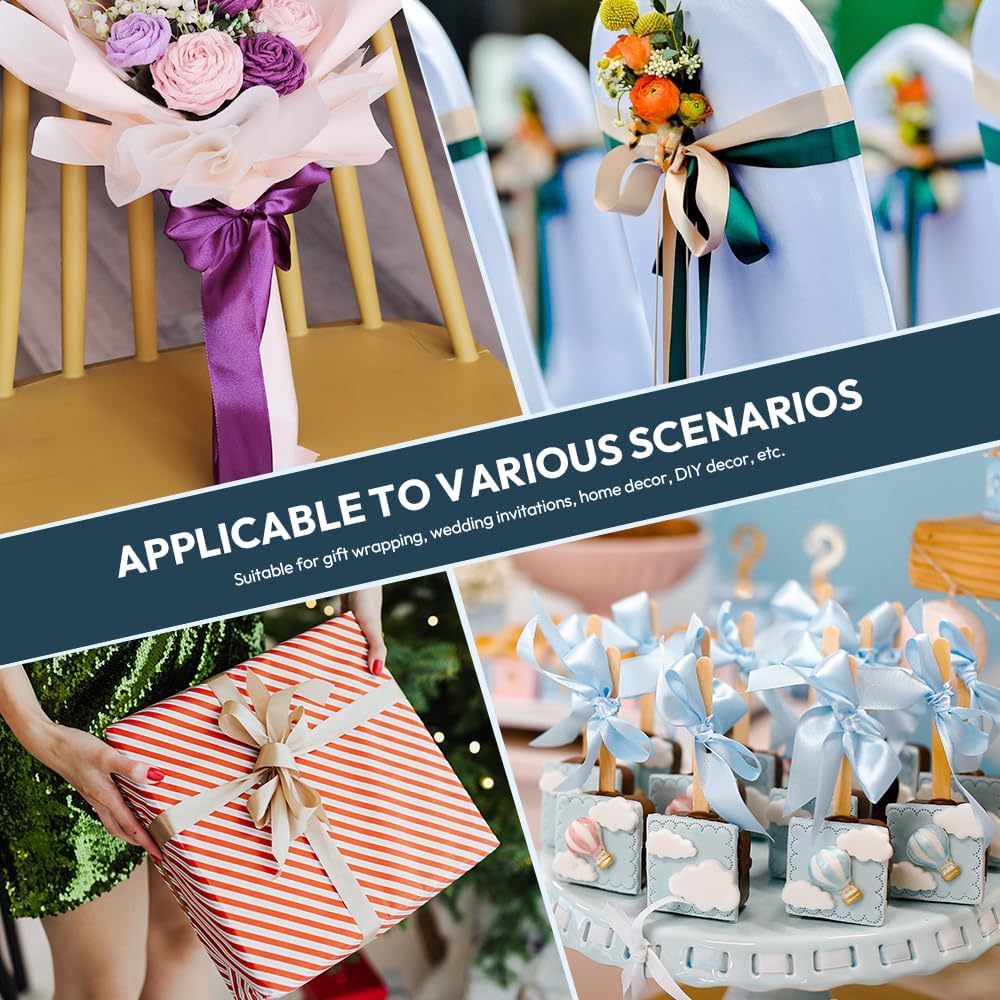 KMER LIFE 1 inch Wide x 50 Yards Polyester Satin Ribbon - Silvery Single Faced, Perfect for Wedding Decor, Wreath, Crafts, Gift Wrapping & Other Projects