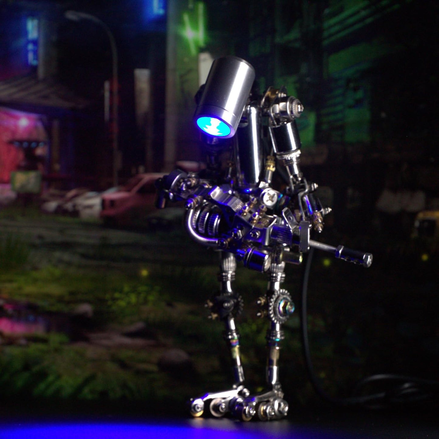 Mostarle Terminator M 3D Metal Puzzle, Arcynix DIY Mechanical Robot Model Kit, Sci-Fi Design LED Light Feature Unique Gift for Adults & Teenager (Blue)