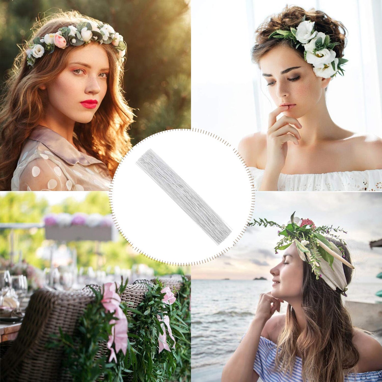 CCINEE 22 Gauge White Floral Wire Stem for Flower Arrangement Craft Supply,16 Inch,150PCS