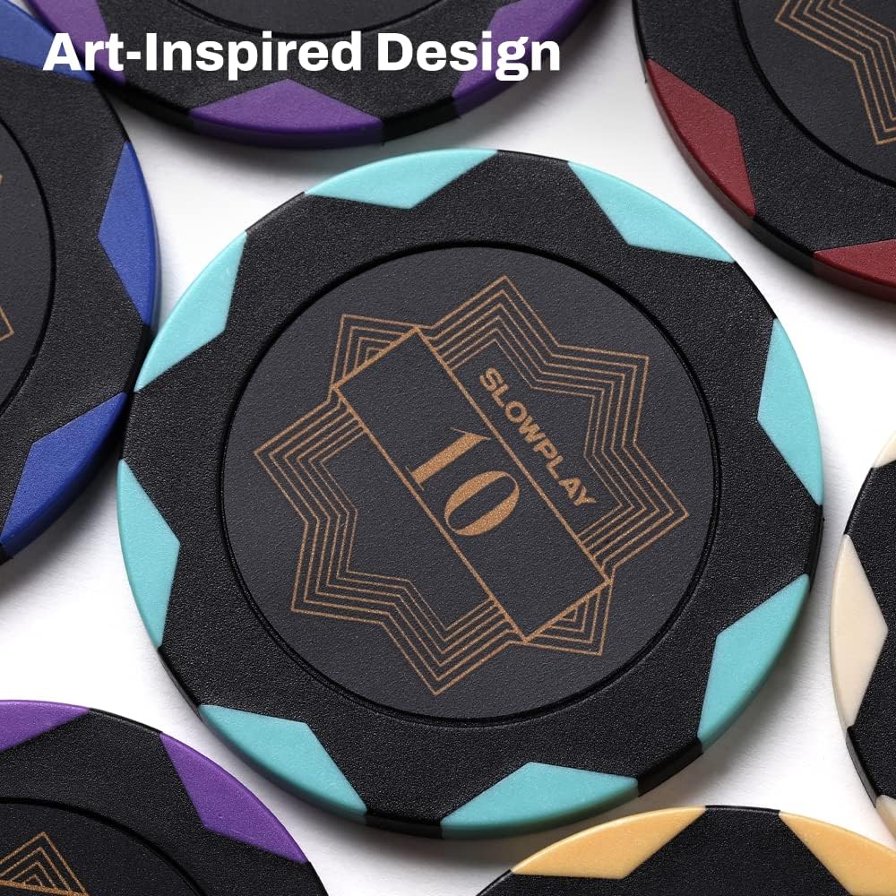 SLOWPLAY Nash Clay Poker Chips, 14 Grams Heavyweight Clay Composite, 40mm Large Chips in Bulk, Pack of 50 with Denomination of 50