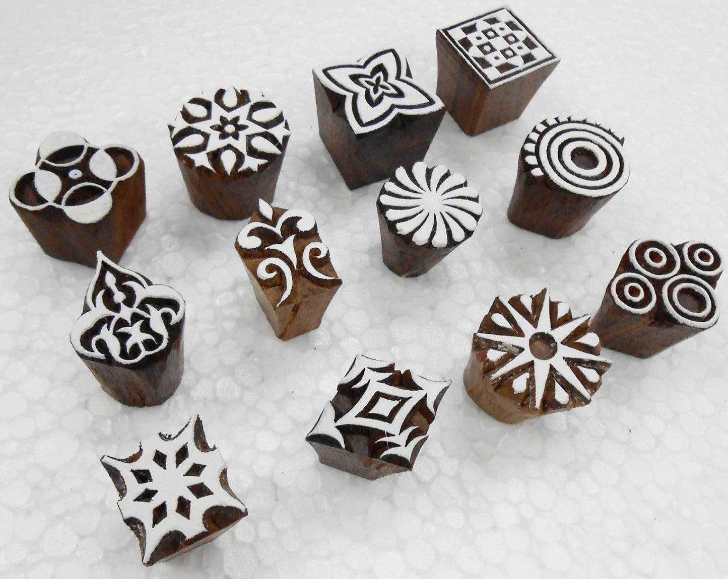 Wholesale Pack of 12 Wooden Block Printing Stamps for Textile Designing/Henna Tattoo/Crafts Printing Pattern for Saree/Home Decor