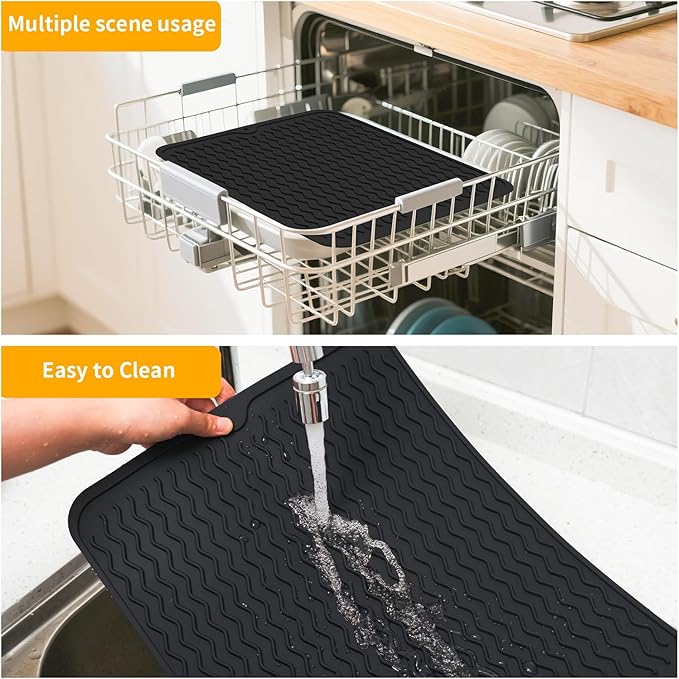 Grill Accessories, 14x11 Inch Silicone Heat Resistant Mat, BBQ Tool Rest Pad for Blackstone Griddle Side Shelf, Weber, Traeger, Outdoor Kitchen Countertop Protector (Black)