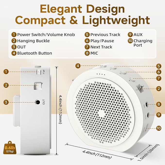 Moman Wireless Voice Amplifier with Lavalier Mic, 20H Battery 164ft Range Sensitive Pickup Noise Reduction PA System Bluetooth Portable Magnetic Charging Dock, Amplifier for Teacher Yoga Tour, White