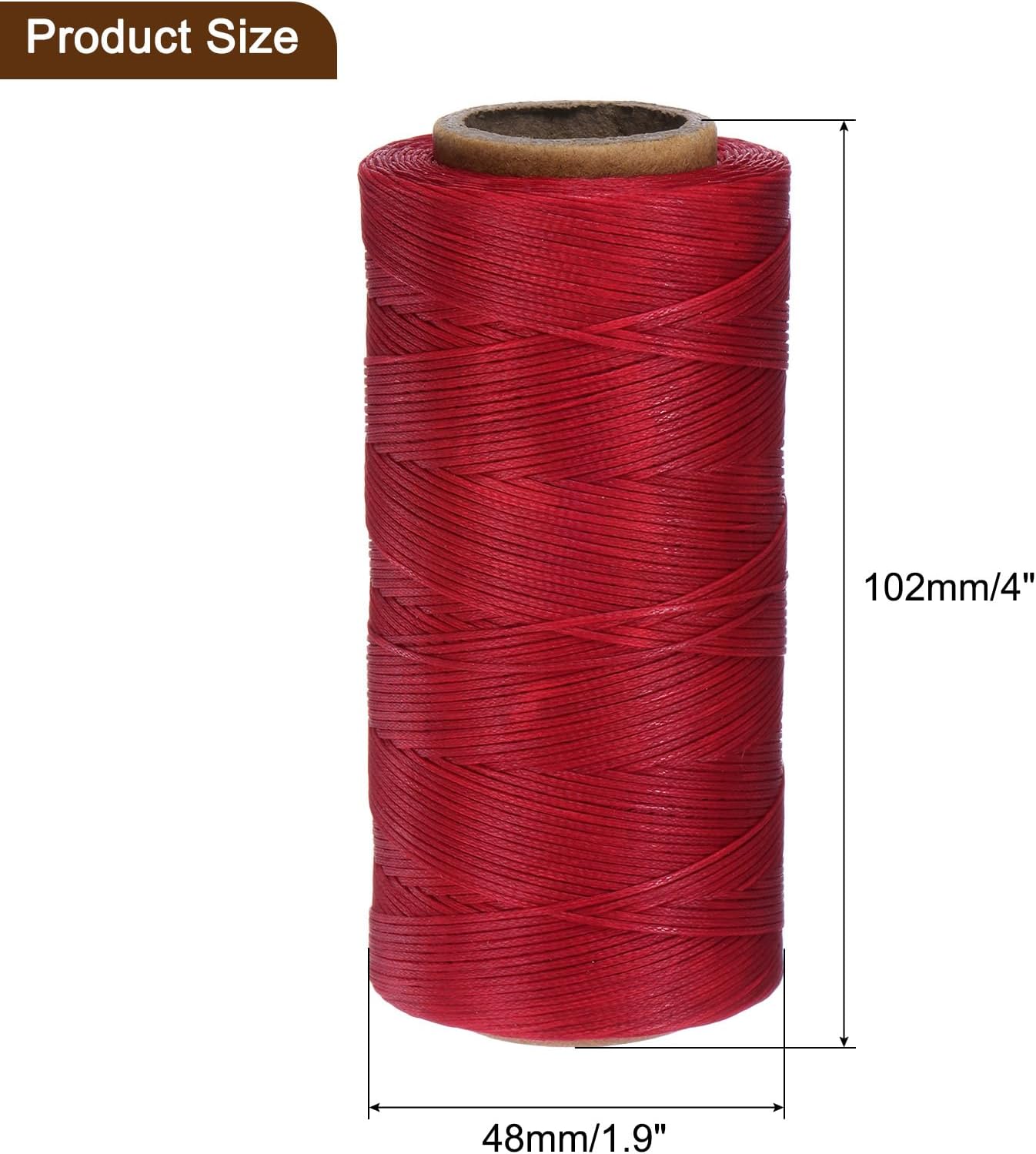 uxcell Leather Sewing Waxed Thread, 284 Yards / 260m 0.8mm 150D Flat Polyester All-Purpose Threads for Leather Crafts, Bookbinding, Red