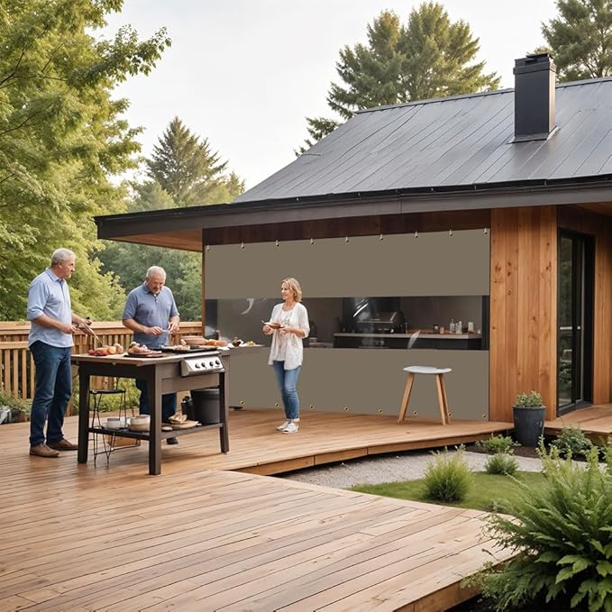 Covers & all Outdoor Clear Panel Curtain, 12 oz Vinyl Outdor Curtains for Patio, Waterproof & Weather Resistant Tarp with Brass Grommets for Pergola, Porch, Gazebos, Balcony (4' H x 10' W feet, Beige)